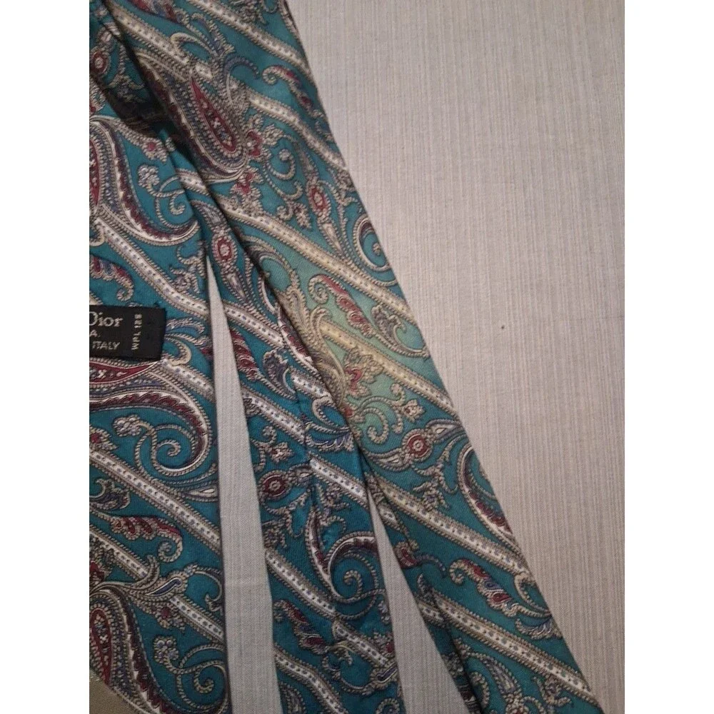 Christian Dior 100% Silk Tie Vintage Made in USA Men's Blue - Picture 4 of 4